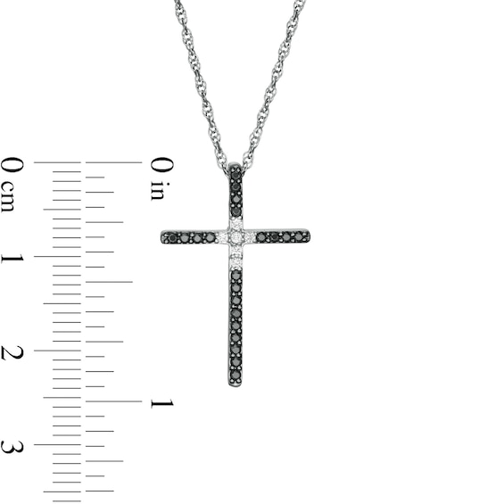 0.20 CT. T.W. Enhanced Black and White Diamond Cross Pendant in Sterling Silver