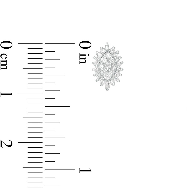 Main Image 3 of 0.32 CT. T.W. Composite Diamond Marquise Frame Sunburst Stud Earrings in Sterling Silver