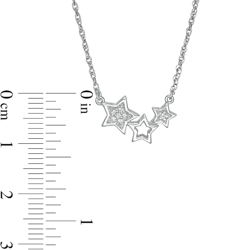 Main Image 3 of Diamond Accent Triple Star Necklace in Sterling Silver