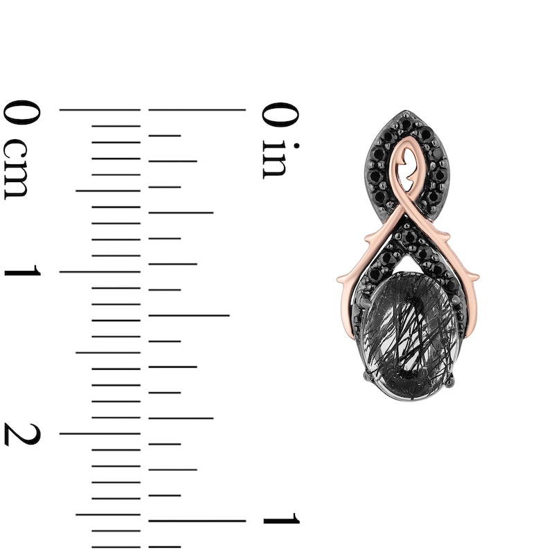 Main Image 2 of Enchanted Disney Villains Maleficent Quartz and 0.23 CT. T.W. Diamond Drop Earrings in Sterling Silver and 10K Rose Gold