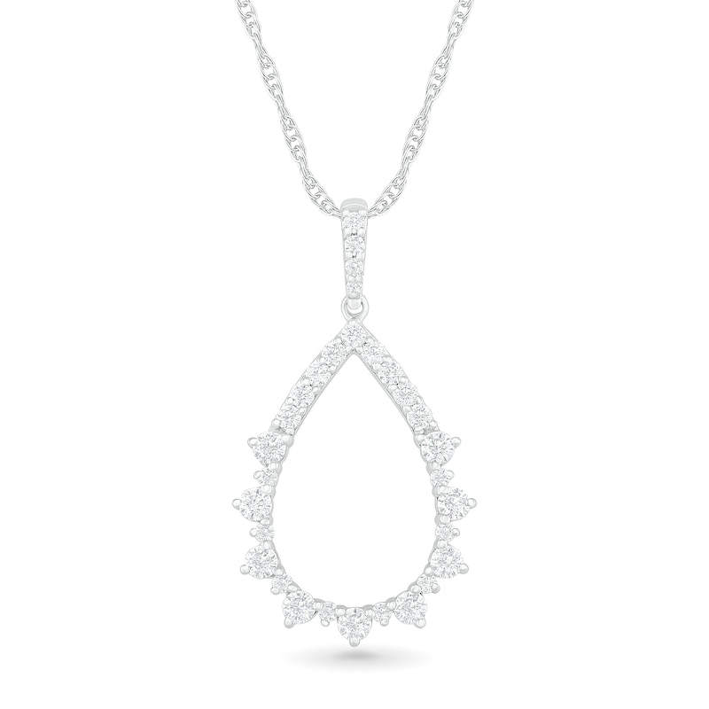 0.45 CT. T.W. Diamond Pear-Shaped Sunburst Pendant in 10K White Gold|Peoples Jewellers