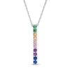 Thumbnail Image 0 of Simulated Multi-Colour Sapphire Duos Linear Bar Pendant in Sterling Silver