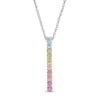 Thumbnail Image 0 of Simulated Light Multi-Colour Sapphire Duos Linear Bar Pendant in Sterling Silver
