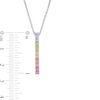 Thumbnail Image 2 of Simulated Light Multi-Colour Sapphire Duos Linear Bar Pendant in Sterling Silver