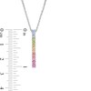 Simulated Light Multi-Colour Sapphire Duos Linear Bar Pendant in Sterling Silver