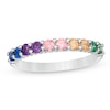 Simulated Multi-Colour Sapphire Duos Band in Sterling Silver