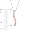 Thumbnail Image 2 of Simulated Light Multi-Colour Sapphire Duos Linear Wave Bar Pendant in Sterling Silver