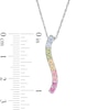 Thumbnail Image 3 of Simulated Light Multi-Colour Sapphire Duos Linear Wave Bar Pendant in Sterling Silver
