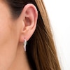 Thumbnail Image 2 of Simulated Light Multi-Colour Sapphire Duos Wave Hoop Earrings in Sterling Silver