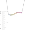 Thumbnail Image 3 of Simulated Light Multi-Colour Sapphire Horizontal Wave Bar Necklace in Sterling Silver