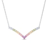 Thumbnail Image 1 of Simulated Light Multi-Colour Sapphire Chevron Necklace in Sterling Silver
