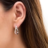 Thumbnail Image 2 of Simulated Light Multi-Colour Sapphire Duos Ribbon Swirl Hoop Earrings in Sterling Silver