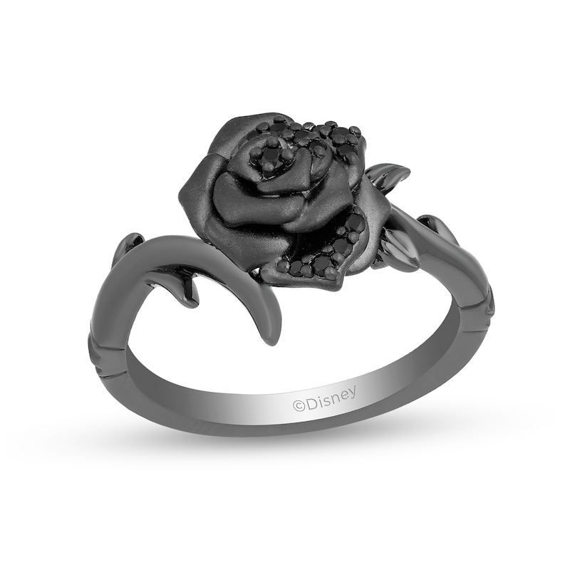 Enchanted Disney Villains Maleficent 0.085 CT. T.W. Black Diamond Ring in Sterling Silver and Black Rhodium|Peoples Jewellers