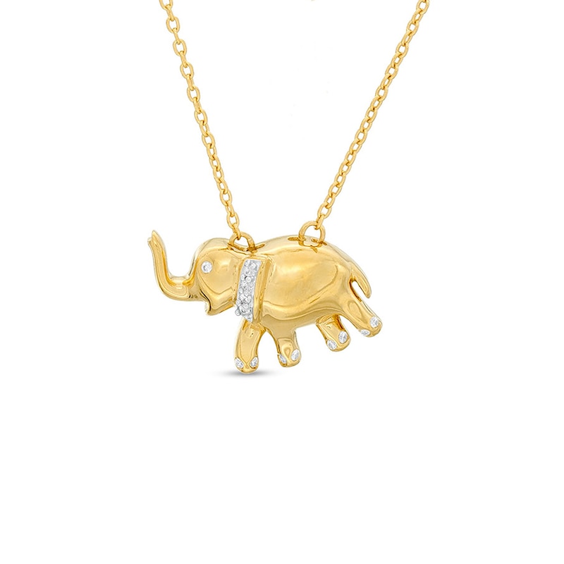 Diamond Accent Elephant Pendant in Sterling Silver with 14K Gold Plate|Peoples Jewellers