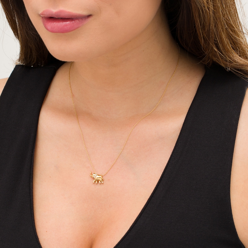 Main Image 2 of Diamond Accent Elephant Pendant in Sterling Silver with 14K Gold Plate