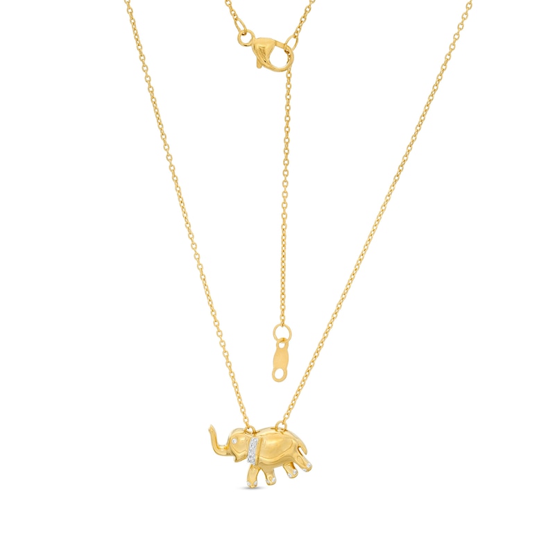 Main Image 4 of Diamond Accent Elephant Pendant in Sterling Silver with 14K Gold Plate