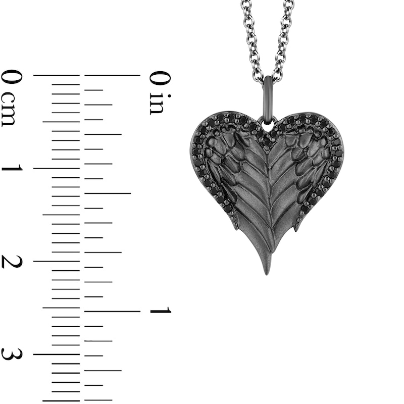 Main Image 3 of Enchanted Disney Villains Maleficent 0.145 CT. T.W. Black Diamond Heart and Wings Pendant in Sterling Silver