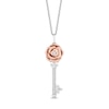 Thumbnail Image 0 of Enchanted Disney Belle 0.085 CT. T.W. Diamond Rose-Top Key Pendant in Sterling Silver and 10K Rose Gold - 19"