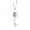 Enchanted Disney Belle 0.085 CT. T.W. Diamond Rose-Top Key Pendant in Sterling Silver and 10K Rose Gold - 19"