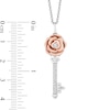 Thumbnail Image 2 of Enchanted Disney Belle 0.085 CT. T.W. Diamond Rose-Top Key Pendant in Sterling Silver and 10K Rose Gold - 19"