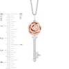 Enchanted Disney Belle 0.085 CT. T.W. Diamond Rose-Top Key Pendant in Sterling Silver and 10K Rose Gold - 19"