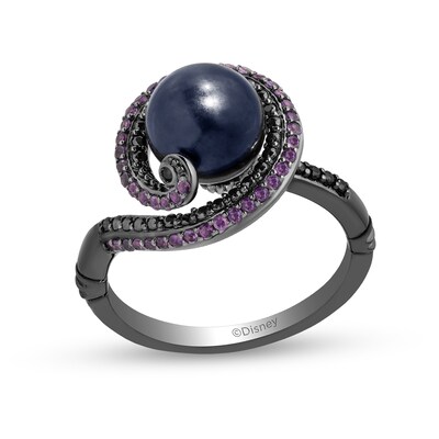 Enchanted Disney Villains Ursula Freshwater Cultured Pearl, Amethyst and 0.23 CT. T.W. Diamond Ring in Sterling Silver