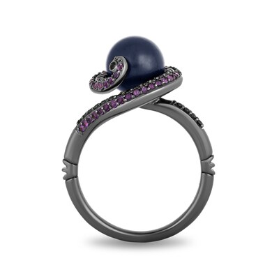 Enchanted Disney Villains Ursula Freshwater Cultured Pearl, Amethyst and 0.23 CT. T.W. Diamond Ring in Sterling Silver