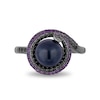 Enchanted Disney Villains Ursula Freshwater Cultured Pearl, Amethyst and 0.23 CT. T.W. Diamond Ring in Sterling Silver