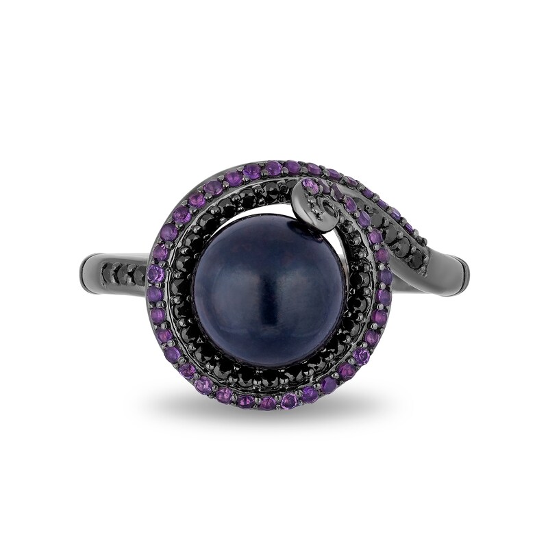 Main Image 4 of Enchanted Disney Villains Ursula Freshwater Cultured Pearl, Amethyst and 0.23 CT. T.W. Diamond Ring in Sterling Silver