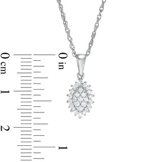 0.20 CT. T.W. Composite Diamond Marquise Sunburst Frame Pendant in Sterling Silver