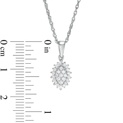 0.20 CT. T.W. Composite Diamond Marquise Sunburst Frame Pendant in Sterling Silver