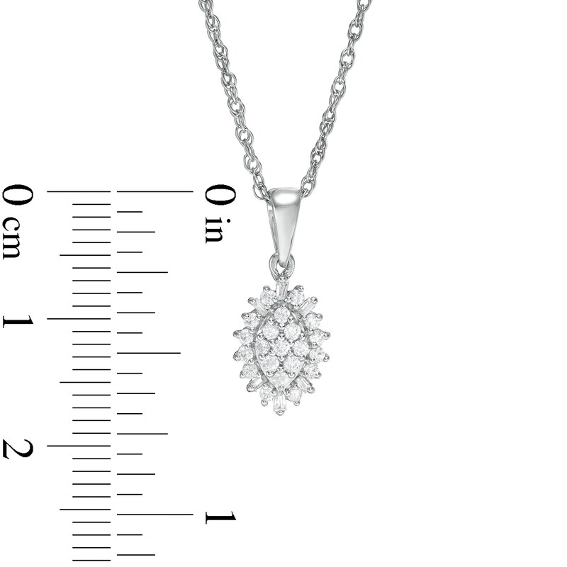 Main Image 3 of 0.20 CT. T.W. Composite Diamond Marquise Sunburst Frame Pendant in Sterling Silver