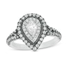 Thumbnail Image 1 of Vera Wang Love Collection 1.18 CT. T.W. Pear-Shaped Diamond Frame Engagement Ring in 14K White Gold and Black Rhodium