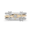 Enchanted Disney Tinker Bell 0.085 CT. T.W. Diamond Star Three Piece Stackable Band Set in Sterling Silver and 10K Gold