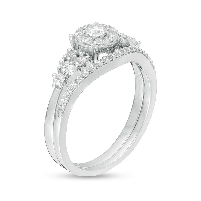 Main Image 3 of 0.45 CT. T.W. Diamond Frame Bridal Set in 10K White Gold