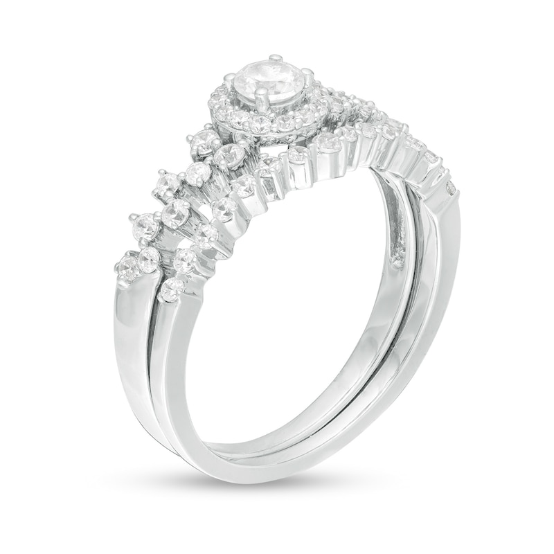 0.58 CT. T.W. Diamond Frame Scatter Bridal Set in 10K White Gold