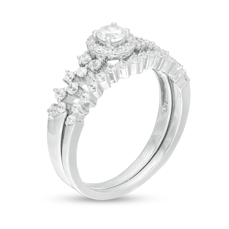 Main Image 3 of 0.58 CT. T.W. Diamond Frame Scatter Bridal Set in 10K White Gold