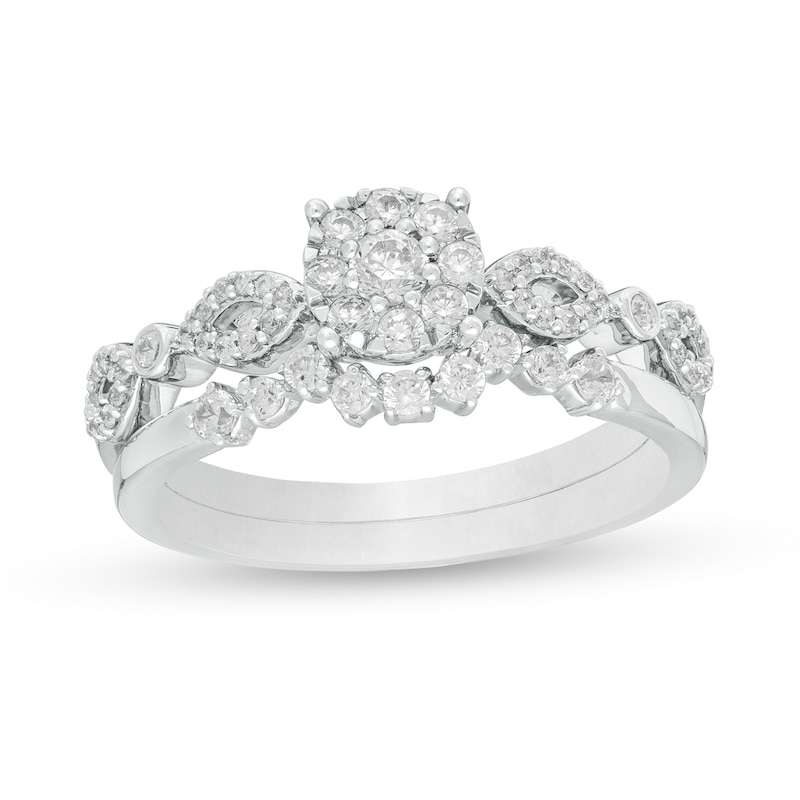 0.45 CT. T.W. Composite Diamond Art Deco Bridal Set in 10K White Gold|Peoples Jewellers