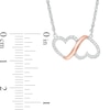 Thumbnail Image 2 of 0.10 CT. T.W. Diamond Double Heart Infinity Loop Necklace in Sterling Silver and 10K Rose Gold