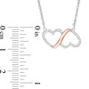 Thumbnail Image 2 of 0.10 CT. T.W. Diamond Double Heart Infinity Loop Necklace in Sterling Silver and 10K Rose Gold