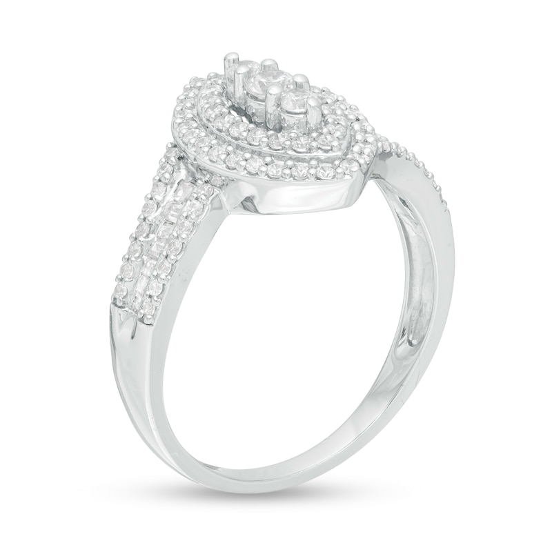 Main Image 3 of 0.62 CT. T.W. Diamond Double Marquise Frame Multi-Row Ring in 10K White Gold