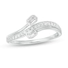 Thumbnail Image 1 of 0.37 CT. T.W. Emerald-Cut Diamond Bypass Ring in 10K White Gold