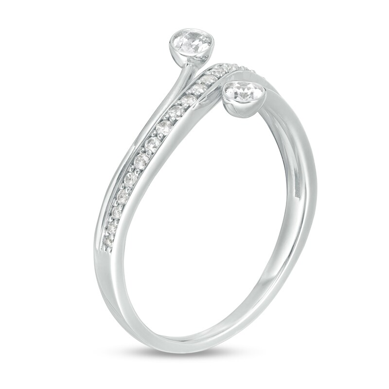 0.37 CT. T.W. Oval Diamond Bypass Ring in 10K White Gold