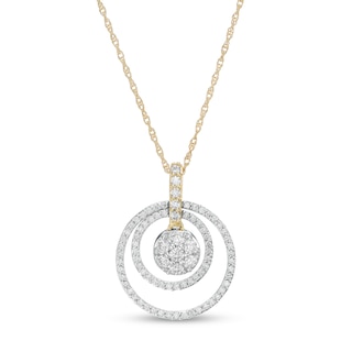 0.45 CT. T.W. Composite Diamond Double Open Circle Pendant in 10K Gold