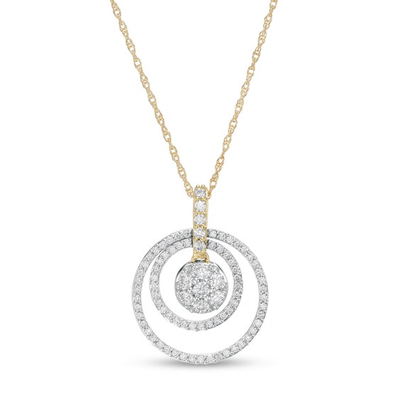 0.45 CT. T.W. Composite Diamond Double Open Circle Pendant in 10K Gold