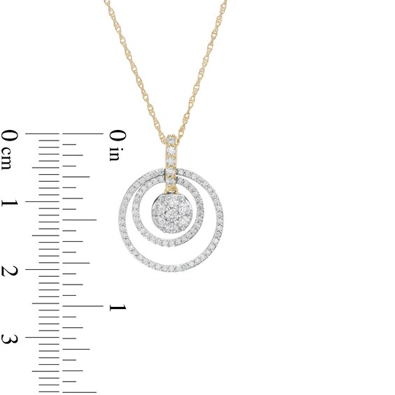 0.45 CT. T.W. Composite Diamond Double Open Circle Pendant in 10K Gold