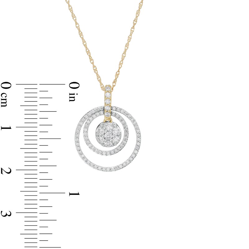 Main Image 3 of 0.45 CT. T.W. Composite Diamond Double Open Circle Pendant in 10K Gold