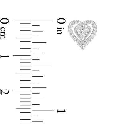 0.23 CT. T.W. Composite Diamond Double Heart Stud Earrings in 10K White Gold