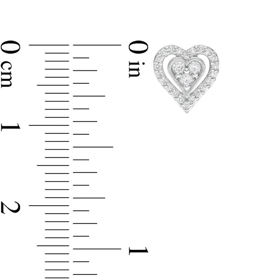 0.23 CT. T.W. Composite Diamond Double Heart Stud Earrings in 10K White Gold