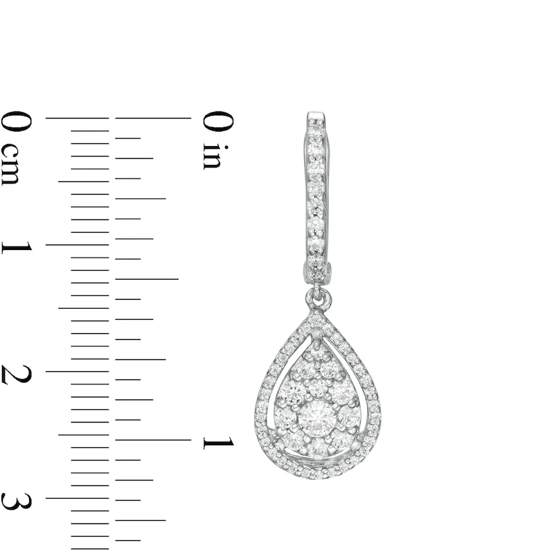 1.00 CT. T.W. Composite Diamond Pear-Shaped Frame Drop Earrings in 10K White Gold